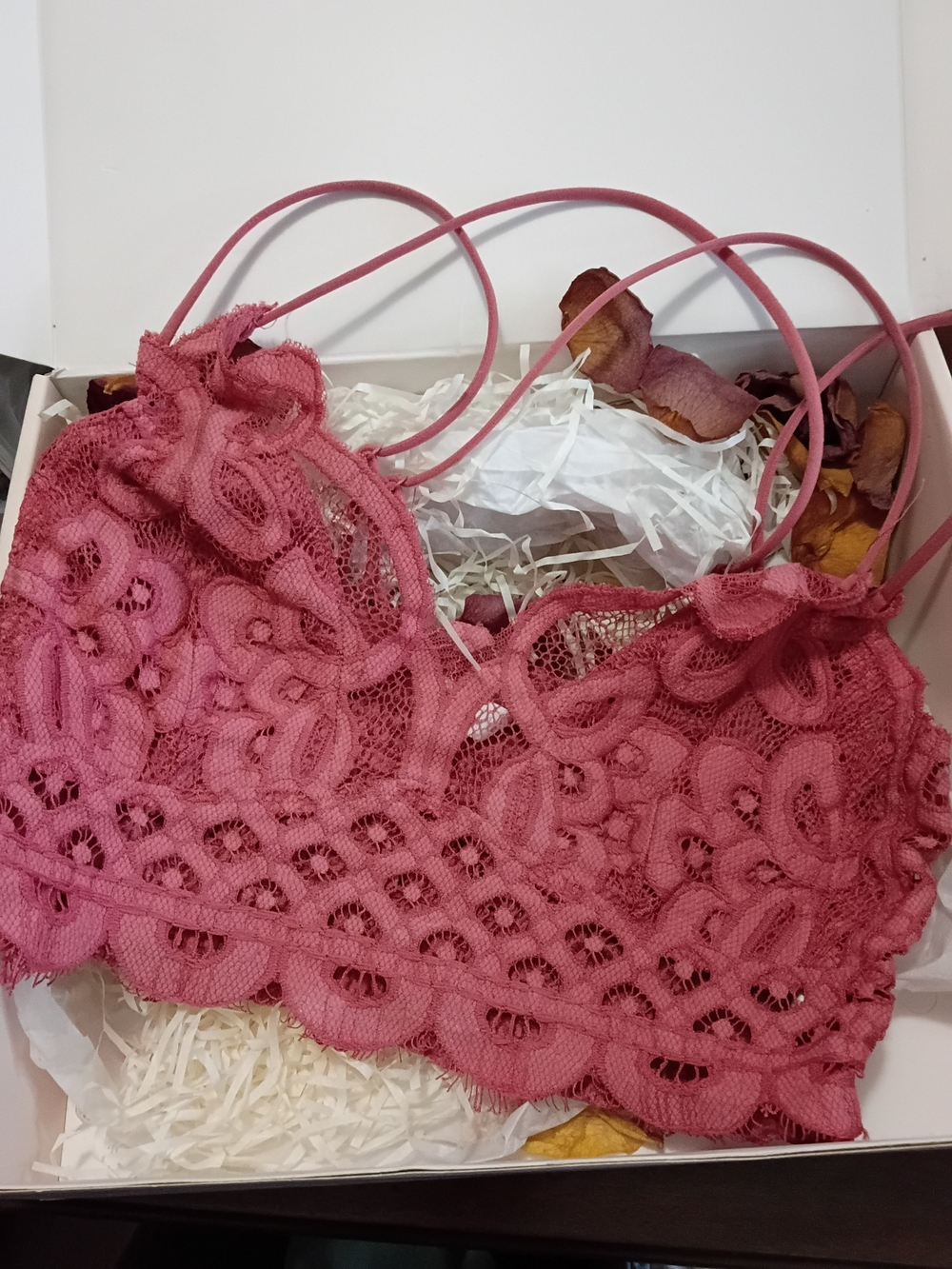 Zenana Dusty Rose Lace Bandeau Bralette with Double Adjustable Straps